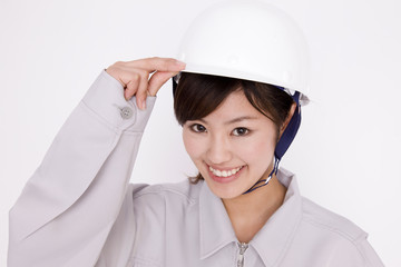 作業服の女性ポートレート