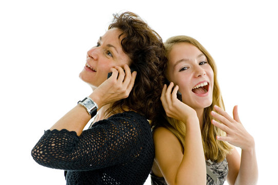 mother and daughter on the phone