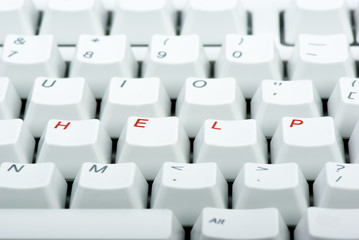 Computer keyboard with 'HELP' keys