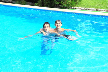 friends in the pool