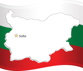 Map of Bulgaria with flag and Sofia city