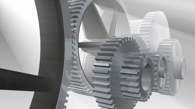 3d gears and gogs in motion