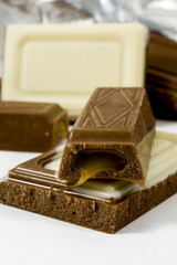 pieces of dark and white chocolate