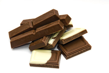 pieces of dark and white chocolate