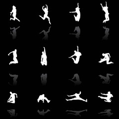jumping people silhouettes