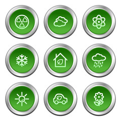 Ecology web icons set 2, green circle buttons series
