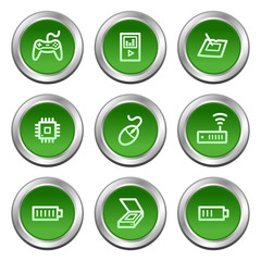 Electronics web icons set 2, green circle buttons series