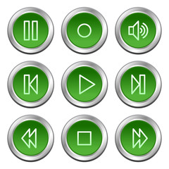 Walkman web icons, green circle buttons series