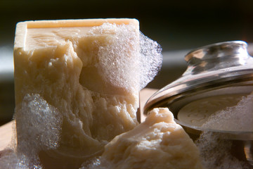 Bad Seife auf Holzrost