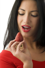 girl and strawberry