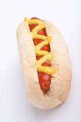 hot dog with mustard