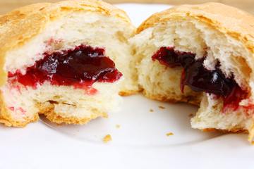 close-up croissant broken half-and-half