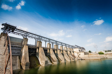 Wide angle view of a dam