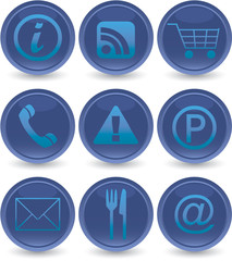 blue web icons set