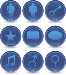 blue web icons set