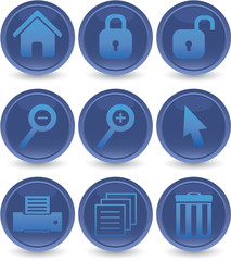 blue web icons set
