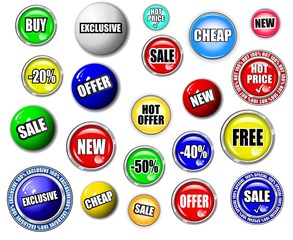 Button Shopping Set, Easily Editable