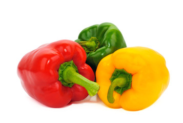 Coloured sweet paprika. Yellow, red and green pepper
