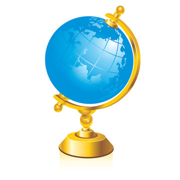 School globe in a glossy metal frame