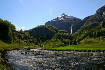 Landscape of a river with mountain