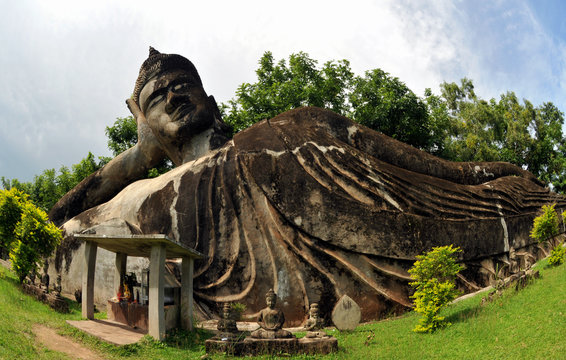 reclining buddha in vientiane,laos