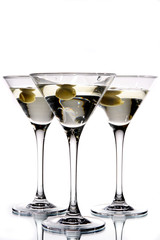 Martini glass with olive inside