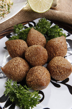 Deep fried Kibbe middle eastern lamb and bulgur wheat