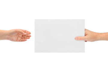Obraz premium Hands and paper