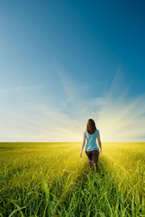 woman on field