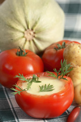 soupe à la courgette et tomates