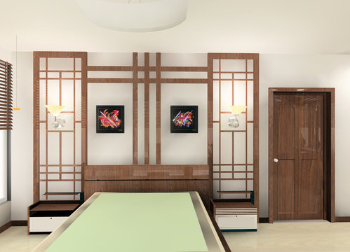 a Chinese style bedroom design