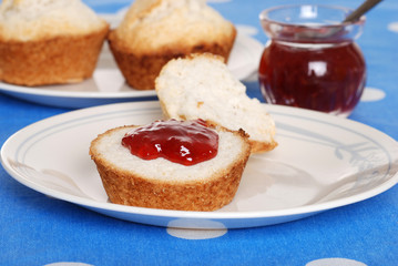 tea biscuit with raspberry jam