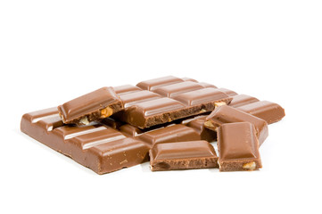 A chocolate bar isolated on white background