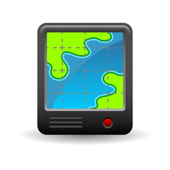 Global positioning system device icon isolated over white