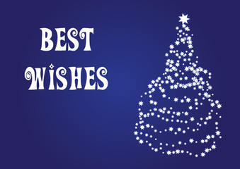 Best wishes, christmas vector card - with a christmas tree