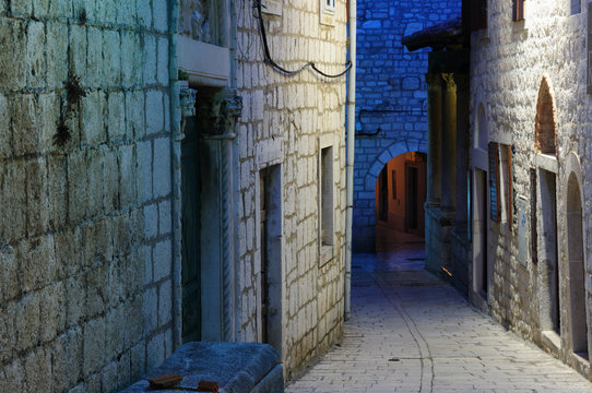 Fototapeta Croatia, Rab city on the night. The street