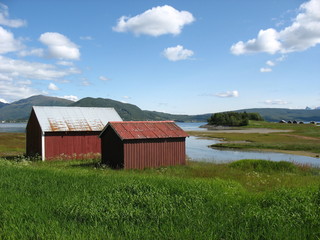 Cabane rouge en Norvège