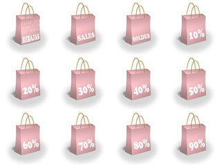 Shopping bags printed with great discounts at the front