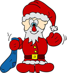 vector - Santa with sock isolated on background