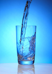Spring water pours into glass