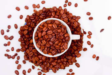 Coffee cup with beans