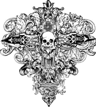 Cross Skull Illustration