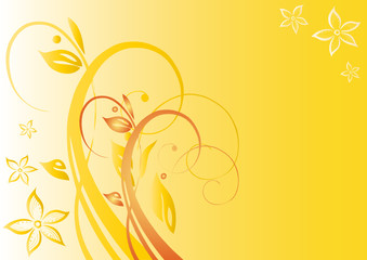 Fototapeta na wymiar Hintergrund, filigrane Blumen, floral, gelb orange