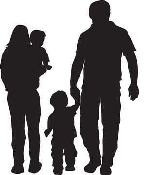 illustration of a family in black silhouette