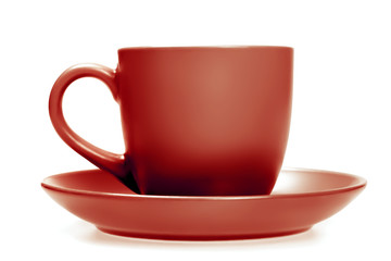 Red cup isolated on white.
