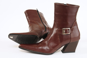 Brown leather boots