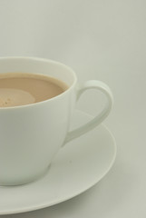 hot chocolate cup on saucer