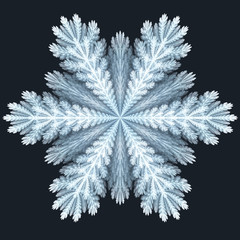 Fraktale Schneeflocke auf dunklem Grund