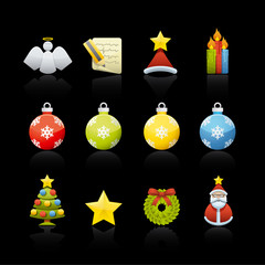 Icon Set in Black - Christmas