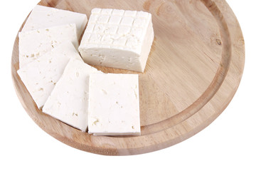 white goat cheese served on plate